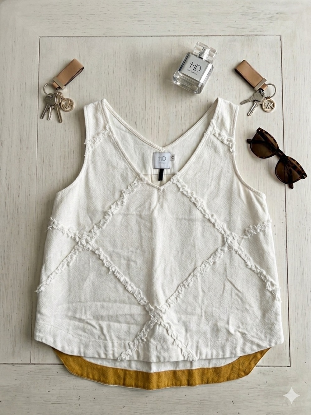 Anthropologie HD in Paris Cream Textured V-Neck Camisole